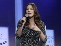 The LEGO Foundation Chief Executive Officer Hanne Rasmussen(L) listens as Actress Jessica Biel speaks during the Clinton Global Initiative annual meeting September 28, 2015 in New York. AFP PHOTO/Joshua Lott (Photo credit should read Joshua LOTT/AFP/Getty Images)