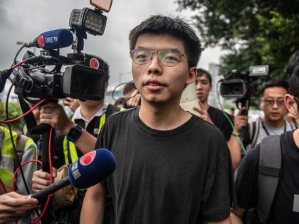 HONG KONG, HONG KONG - JUNE 17: Pro-democracy activist Joshua Wong speaks to the media outside the Legislative Council shortly after being released from prison on June 17, 2019 in Hong Kong, Hong Kong. Hong Kong pro-democracy activist, Joshua Wong, said on Monday after being released from jail that Chief …