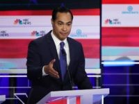 MIAMI, FLORIDA - JUNE 26: Former housing secretary Julian Castro and Sen. Cory Booker (D-NJ) take part in the first night of the Democratic presidential debate on June 26, 2019 in Miami, Florida. A field of 20 Democratic presidential candidates was split into two groups of 10 for the first …