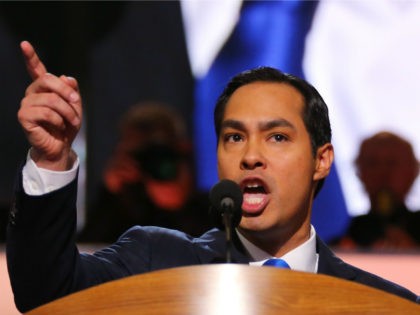 San Antonio Mayor Julian Castro gives the keynote address on stage during day one of the Democratic National Convention at Time Warner Cable Arena on September 4, 2012 in Charlotte, North Carolina. The DNC that will run through September 7, will nominate U.S. President Barack Obama as the Democratic presidential …