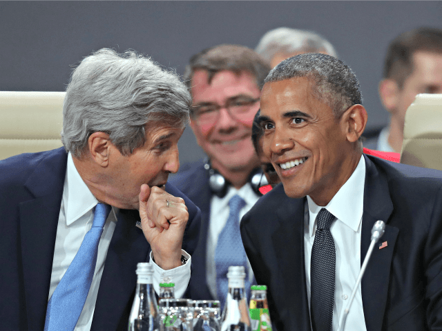 WARSAW, POLAND - JULY 08: U.S. President Barack Obama (R) and Secretary of State John Kerry attend the meeting of the North Atlantic Council at the Warsaw NATO Summit on July 8, 2016 in Warsaw, Poland. NATO member heads of state, foreign ministers and defense ministers are gathering for a …