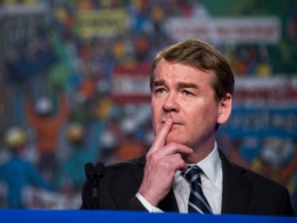 WASHINGTON, DC - APRIL 10: Sen. Michael Bennet (D-CO) speaks during the North American Building Trades Unions Conference at the Washington Hilton April 10, 2019 in Washington, DC. Many Democrat presidential hopefuls attended the conference in hopes of drawing the labor vote. (Photo by Zach Gibson/Getty Images)
