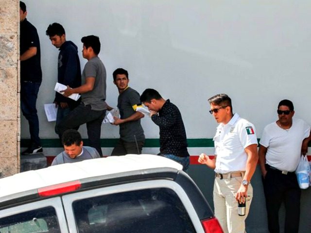 Migrants returned from the United States to Mexico, are transferred to the facilities of t