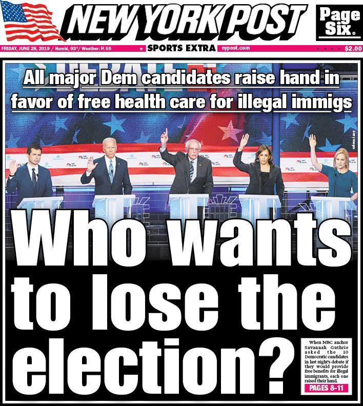 New York Post Cover Slams Democrats Promising Illegal Aliens Health Care