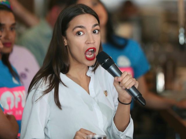 Photo by: John Nacion/STAR MAX/IPx 2019 5/31/19 Rep. Alexandria Ocasio-Cortez (D-NY) returns to Bartending to promote fair wages in Queens, New York.