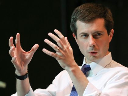 Democratic presidential candidate Mayor Pete Buttigieg, left, South Bend, Indiana, speaks