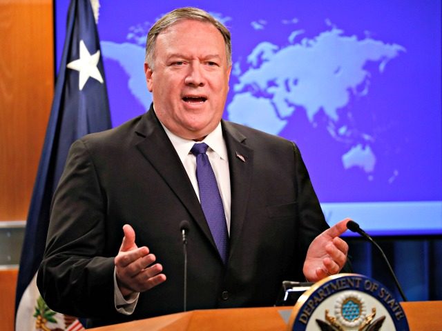 Secretary of State Mike Pompeo speaks to members of the media at the State Department, Monday, June 10, 2019. (AP Photo/Pablo Martinez Monsivais)