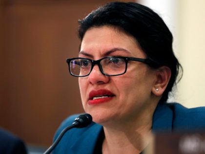 Rep. Rashida Tlaib, D-Mich., becomes emotional while recounting threats she has received i