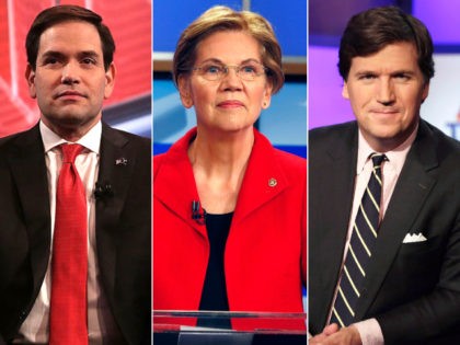 Marco Rubio, Elizabeth Warren, Tucker Carlson- collage.