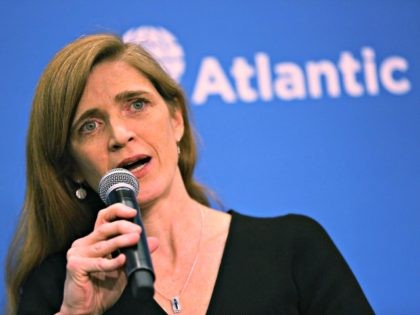 WASHINGTON, DC - JANUARY 17: U.S. Permanent Representative to the United Nations Samantha Power speaks during a discussion at the Atlantic Council on "The Future of U.S.-Russia Relations." on January 17, 2017 in Washington, DC. As President-elect Donald Trump prepares to be sworn in on Friday the 20th, ambassador Power …