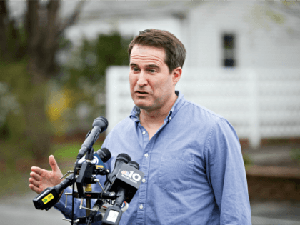 MANCHESTER, NH - APRIL 23: Democratic presidential candidate Rep. Seth Moulton (D-MA) speaks to media before participating in a community project on April 23, 2019 in Manchester, New Hampshire. (Photo by Scott Eisen/Getty Images)