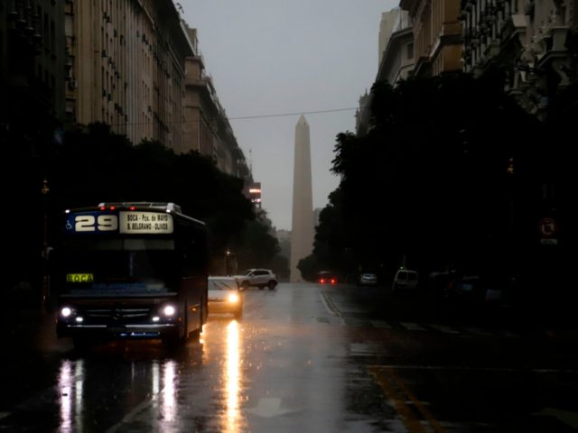 TOPSHOT - Photo released by Noticias Argentinas showing downtown Buenos Aires on June 16,