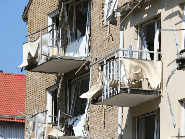 A view of damaged balconies and windows at a block of flats that were hit by an explosion, in Linkoping, Sweden, Friday, June 7, 2019. A blast ripped through two adjacent apartment buildings in a southern Sweden city on Friday, police said. There were unconfirmed reports of people with minor …