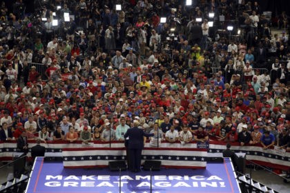 President Donald Trump speaks during his re-election kickoff rally at the Amway Center, Tu