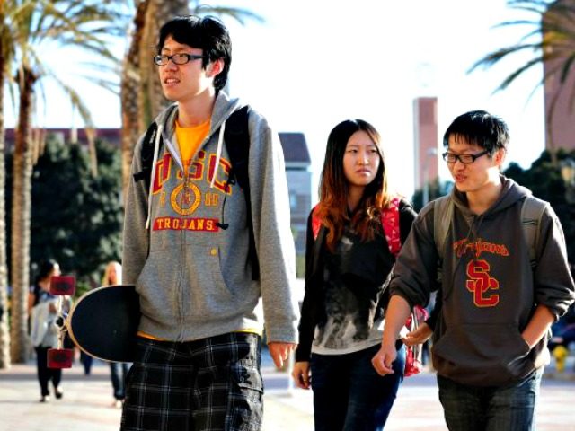 USC students on their way to attend a memorial service on April 18, 2012 in Los Angeles, C