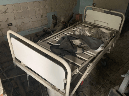 Picture of damaged medical equipment taken in a deteriorated area of the Jose Manuel de lo