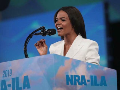 INDIANAPOLIS, INDIANA - APRIL 26: Activist Candace Owens speaks to guests during the NRA-ILA Leadership Forum at the 148th NRA Annual Meetings & Exhibits on April 26, 2019 in Indianapolis, Indiana. The convention, which runs through Sunday, features more than 800 exhibitors and is expected to draw 80,000 guests. (Photo …