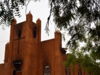 A photo taken on June 3, 2015 shows the burned ruins of the Evangelical Baptist church (Eglise Evangelique Baptiste) in Niamey, which was damaged in January 2015 after it was set on fire by protesters during a demonstration against French weekly Charlie Hebdo's publication of a cartoon of the Prophet …