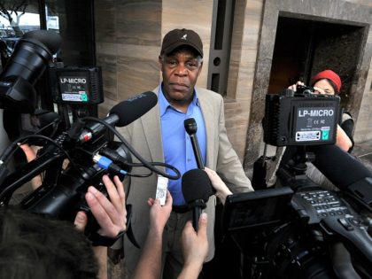 US actor Danny Glover speaks to journalists on March 17, 2011 in Johannesburg on the eve of escorting, along with others prominent figures from the American anti-apartheid movement, Haiti's former president Jean-Bertrand Aristide come after seven years of exile in South Africa. The planned return of Aristide, 57, comes just …