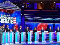 Democratic presidential hopefuls (fromL) US author and writer Marianne Williamson, former Governor of Colorado John Hickenlooper, US attorney and entrepreneur Andrew Yang, Mayor of South Bend, Indiana Pete Buttigieg, former US Vice President Joseph R. Biden, US Senator for Vermont Bernie Sanders, US Senator for California Kamala Harris, US Senator …