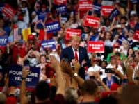 President Donald Trump reacts to the crowd after speaking during his re-election kickoff rally at the Amway Center, Tuesday, June 18, 2019, in Orlando, fla. (AP Photo/Evan Vucci)