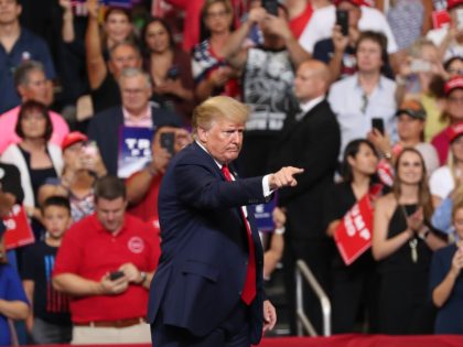 ORLANDO, FLORIDA - JUNE 18: U.S. President Donald Trump is seen during his rally where he announced his candidacy for a second presidential term at the Amway Center on June 18, 2019 in Orlando, Florida. President Trump is set to run against a wide open Democratic field of candidates. (Photo …