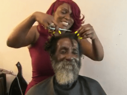 Larry Green, 60, was treated to a full makeover that cut off his overgrown hair and got him off the Dallas streets for the weekend.