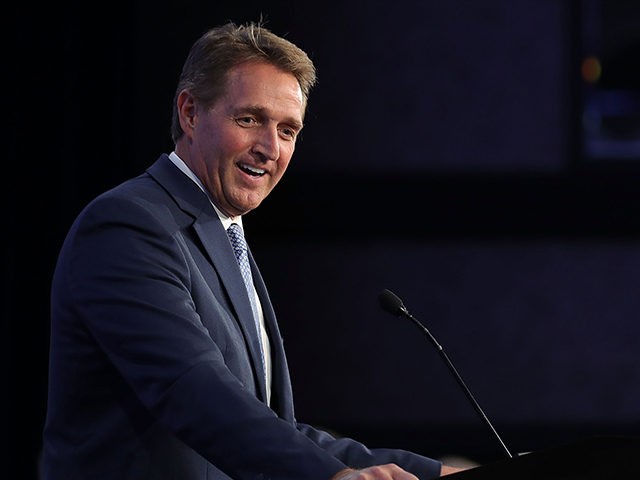 WASHINGTON, DC - JANUARY 25: Sen. Jeff Flake (R-AZ) delivers remarks during the U.S. Confe