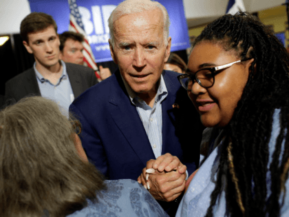 Former vice president and 2020 Democratic presidential candidate Joe Biden greets an atten