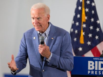 Former Vice President and Democratic presidential candidate Joe Biden holds a campaign eve
