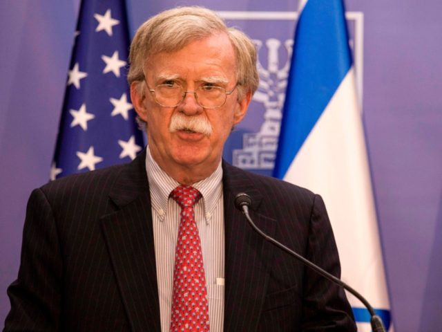 US National Security Advisor John Bolton gives a press conference with the Israeli prime m