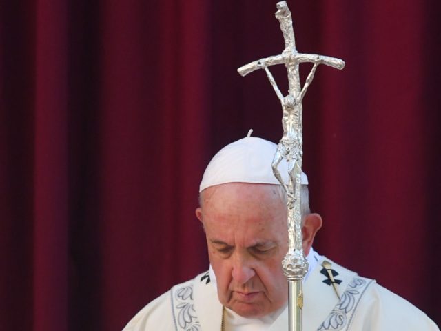 Pope Francis celebrates a mass for the Feast of Corpus Christi in the parish of Santa Mari