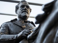 The Lee statue is pictured in storage at the former Naval Air Station Dallas this past December. (Ashley Landis/The Dallas Morning News via AP, File)