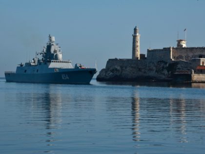 The Russian Federation Navy Admiral Gorshkov frigate arrives to Havana's port on June 24,