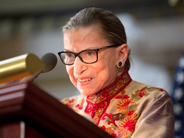 WASHINGTON, DC - MARCH 18: U.S. Supreme Court Justice Ruth Bader Ginsburg speaks at an annual Women's History Month reception hosted by Pelosi in the U.S. capitol building on Capitol Hill in Washington, D.C. This year's event honored the women Justices of the U.S. Supreme Court: Associate Justices Ruth Bader …