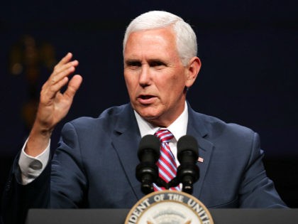 WASHINGTON, DC - MAY 06: U.S. Vice President Mike Pence delivers a keynote address during Access Intelligence's Satellite 2019 Conference and Exhibition at the Walter E. Washington Convention Center May 06, 2019 in Washington, DC. A marketing, events and business intelligence company that serves the energy, chemical, defense, cable, aviation, …