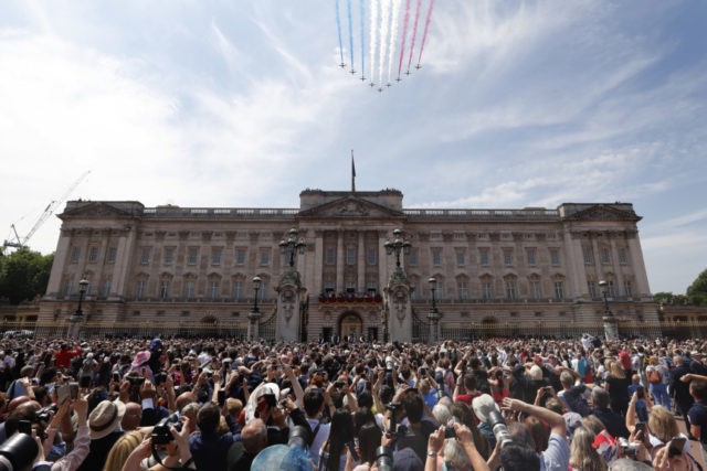 Britain Royal Accounts In this Saturday, June 9, 2018 file photo, Red Arrows fly over Buckingham Palace to attend the annual Trooping the Colour Ceremony in London. Buckingham Palace says the monarchy cost the taxpayer 67 million pounds ($85.2 million) during 2018 19, a 41% increase on the previous financial year. Expenditures rose primarily because of higher levels of spending devoted to critical renovation and repair for Buckingham Palace. (AP Photo/Frank Augstein, File) The Associated Press
