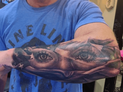 Navy SEAL Eddie Gallagher, 40, has celebrated being cleared of the murder of an Islamic State captive by getting a huge tattoo of his wife's eyes