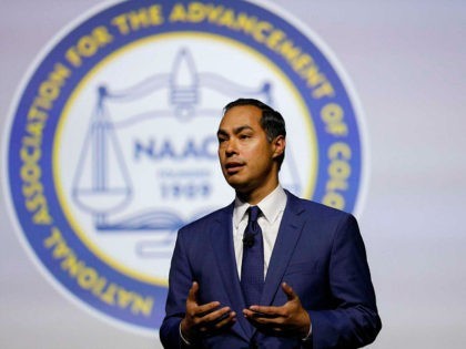 DETROIT, MI - JULY 24: Democratic presidential candidate, former U.S. Secretary of Housing and Urban Development, Julian Castro participates in a Presidential Candidates Forum at the NAACP 110th National Convention on July 24, 2019 in Detroit, Michigan. The theme of this year's Convention is, When We Fight, We Win. (Photo …