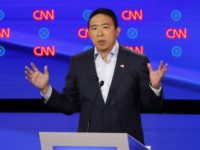 Andrew Yang participates in the second of two Democratic presidential primary debates hosted by CNN Wednesday, July 31, 2019, in the Fox Theatre in Detroit. (AP Photo/Paul Sancya)