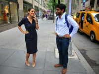 Alexandria Ocasio-Cortez, left, the winner of the Democratic primary in New York's 14th Congressional District, speaks on a phone as Saikat Chakrabarti, her senior campaign adviser stands by, Wednesday, June 27, 2018, in New York. The 28-year-old political newcomer upset U.S. Rep. Joe Crowley, says she brings an "urgency" to …