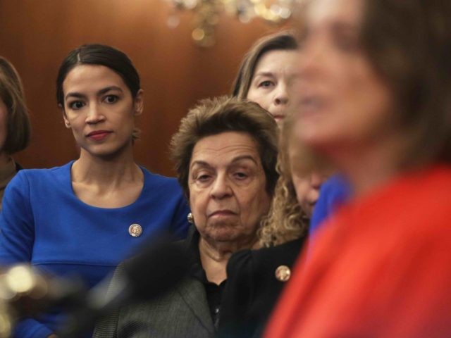 Alexandria Ocasio-Cortez and Nancy Pelosi (Alex Wong / Getty)