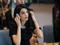 NEW YORK, NY - APRIL 23: Human rights lawyer Amal Clooney attends a United Nations Security Council meeting at U.N. headquarters, April 23, 2019 in New York City. Member nations of the Security Council are considering a resolution concerning sexual violence in conflict, which would classify rape as a weapon …