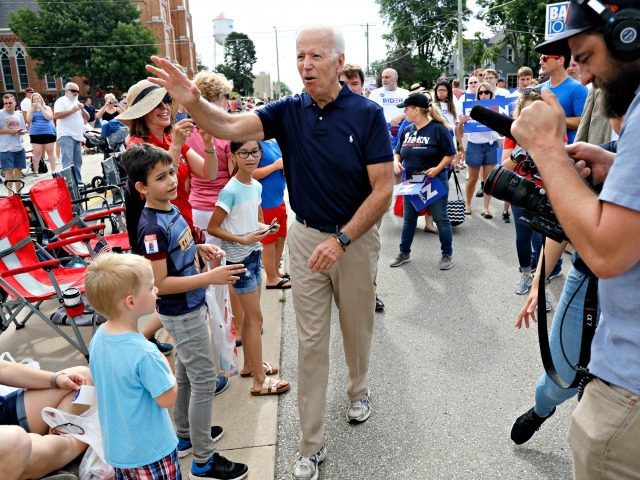 Former vice president and Democratic presidential candidate Joe Biden greets local residen
