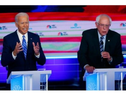 In this June 27, 2019, photo, Democratic presidential candidates former vice president Joe