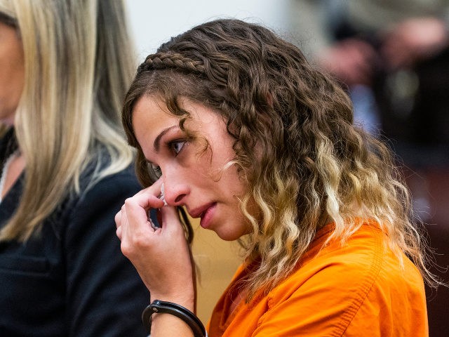Brittany Zamora wipes away a tear after being sentenced to 20 years in prison in Maricopa