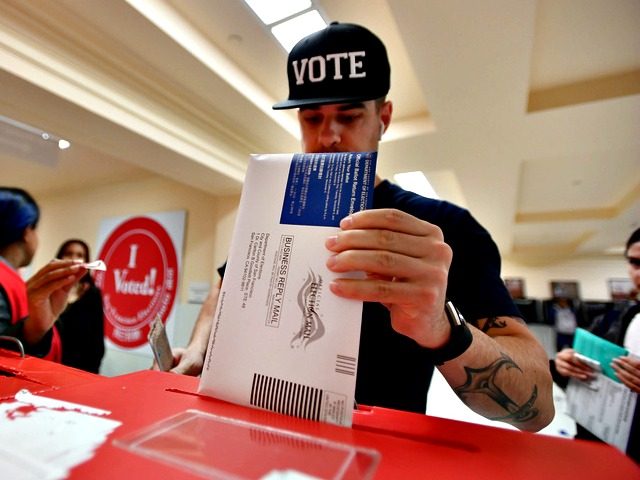 A man casts his ballot at City Hall in San Francisco on Nov. 6, 2018. (JOSH EDELSON/AFP/Getty Images)