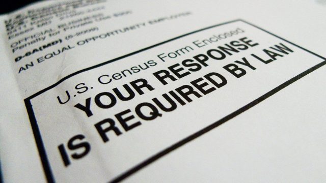 The official US Census form, pictured on March 18, 2010 in Washington, DC, is required to