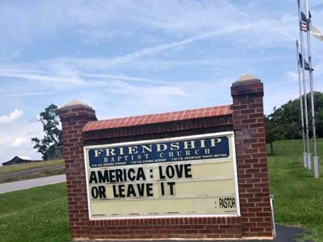 "America: Love It or Leave It" Church sign