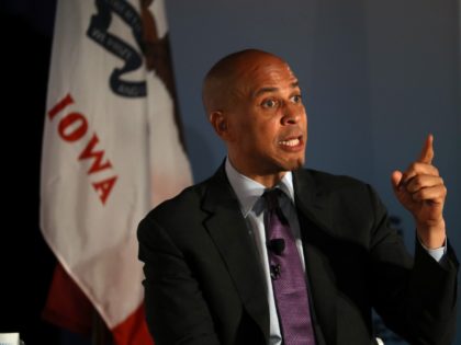DES MOINES, IOWA - JULY 15: Democratic presidential candidate Sen. Cory Booker (D-NJ) speaks during the AARP and The Des Moines Register Iowa Presidential Candidate Forum at Drake University on July 15, 2019 in Des Moines, Iowa. Twenty Democratic presidential candidates are participating in the forums that will feature four …